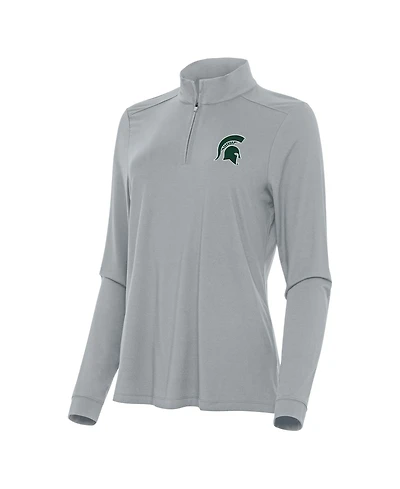 Antigua Women's Gray Michigan State Spartans Intent Quarter-Zip Top