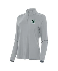Antigua Women's Gray Michigan State Spartans Intent Quarter-Zip Top