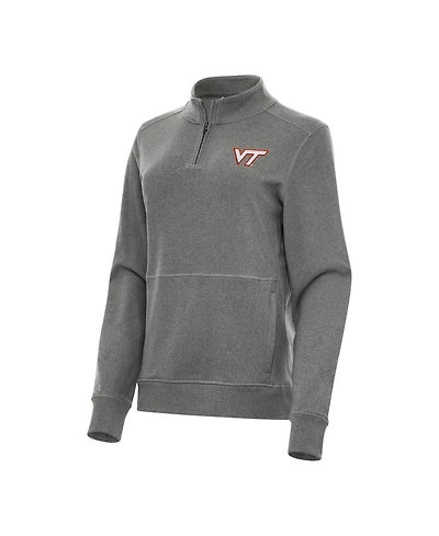 Antigua Women's Heather Black Virginia Tech Hokies Crush Quarter-Zip Fleece Sweatshirt