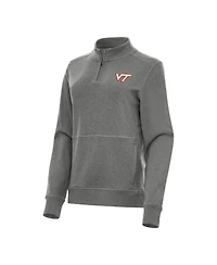 Antigua Women's Heather Black Virginia Tech Hokies Crush Quarter-Zip Fleece Sweatshirt