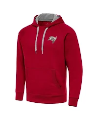 Antigua Men's Red Tampa Bay Buccaneers Brushed Carbon Victory Pullover Hoodie