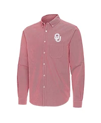 Antigua Men's Crimson Oklahoma Sooners Porter Woven Tri-Blend Long sleeves Button-Down Shirt