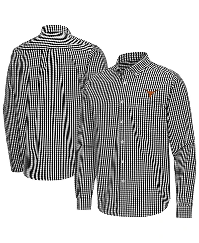 Antigua Men's Black Texas Longhorns Ellis Woven Tri-Blend Long sleeves Button-Down Shirt