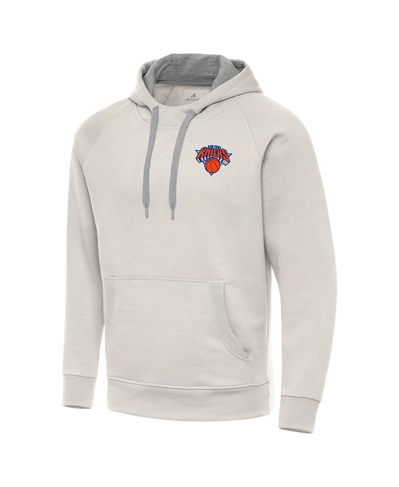 Antigua Men's Cream New York Knicks Victory Pullover Hoodie