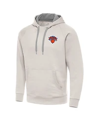 Antigua Men's Cream New York Knicks Victory Pullover Hoodie