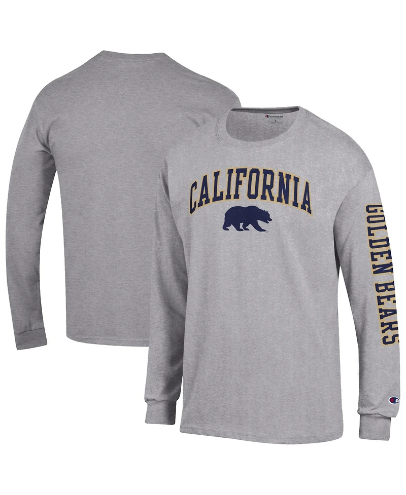 Champion Men's Heather Gray Cal Bears Arch Over Logo 2-Hit Long sleeves T-Shirt