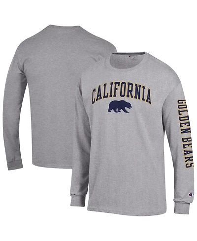 Champion Men's Heather Gray Cal Bears Arch Over Logo 2-Hit Long sleeves T-Shirt
