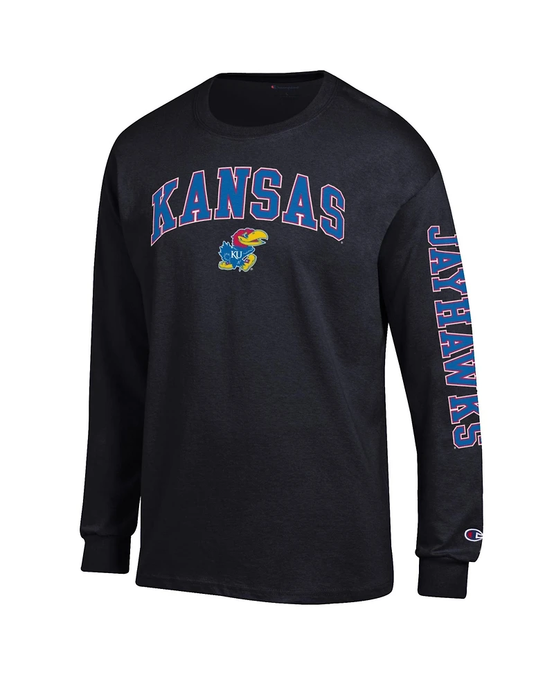 Champion Men's Kansas Jayhawks Arch Over Logo 2-Hit Long sleeves T-Shirt