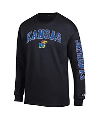Champion Men's Kansas Jayhawks Arch Over Logo 2-Hit Long sleeves T-Shirt