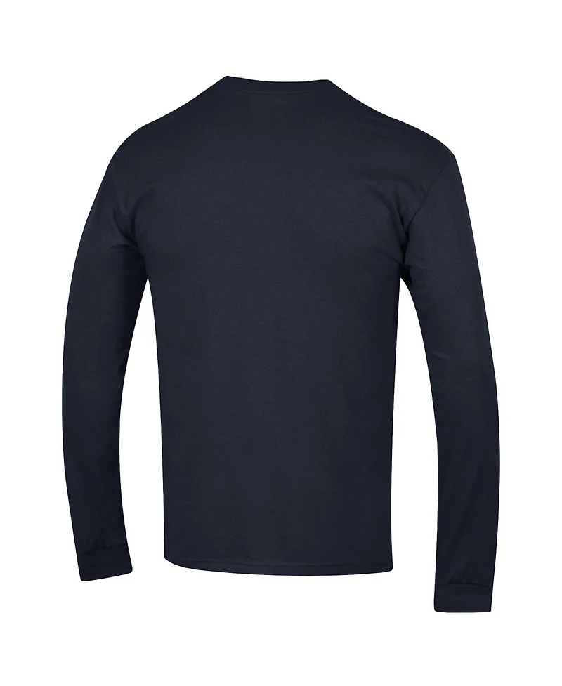Champion Men's Navy Midshipmen Arch Over Logo 2-Hit Long sleeves T-Shirt