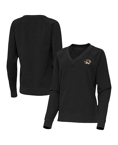 Antigua Women's Heather Black Missouri Tigers Varsity V-Neck Tri-Blend Pullover Sweatshirt