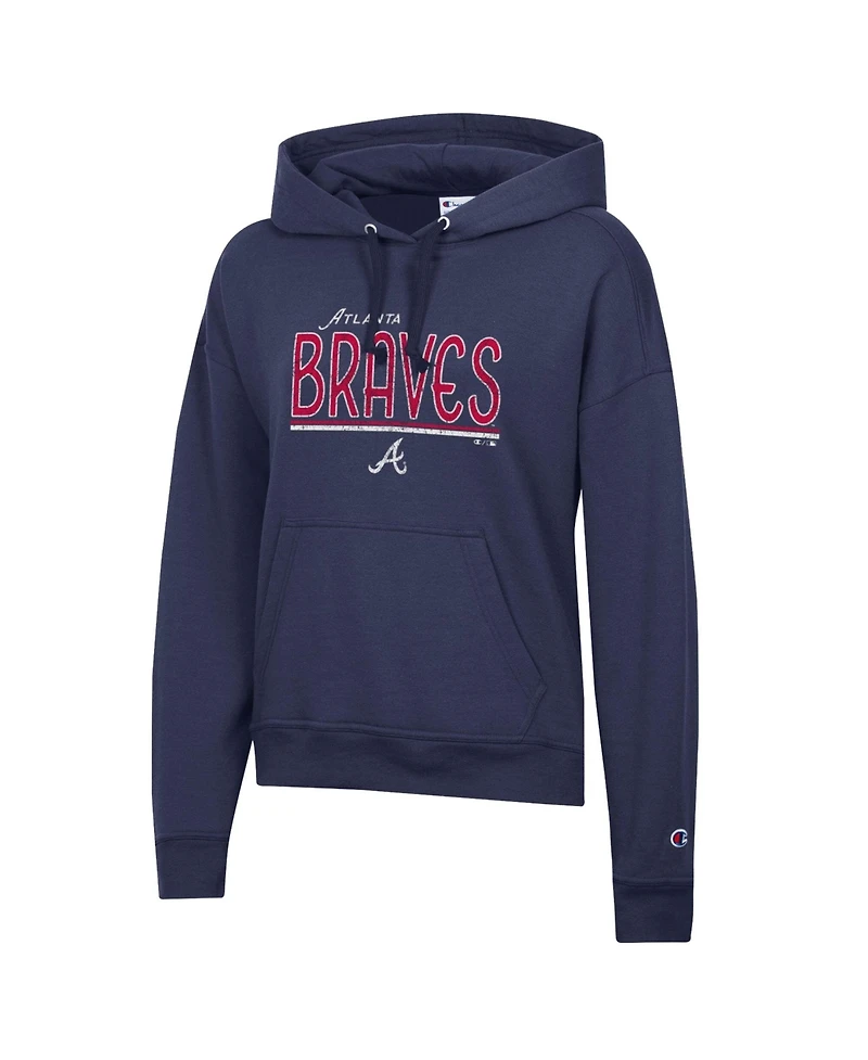 Champion Women's Navy Atlanta Braves Vintage Power Blend Hoodie