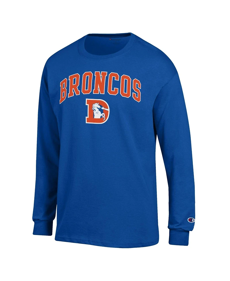Champion Men's Royal Denver Broncos Arch Over Logo Long sleeves T-Shirt