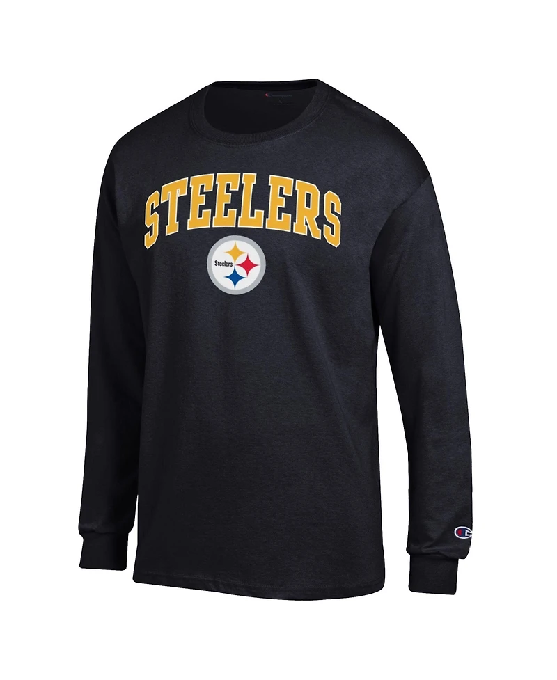 Champion Men's Black Pittsburgh Steelers Arch Over Logo Long sleeves T-Shirt