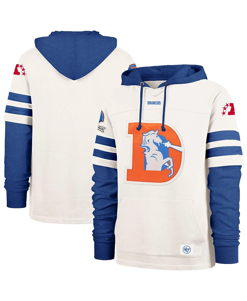 '47 Brand Men's Cream Denver Broncos Split Zone Cornerback Duo Lacer Hoodie