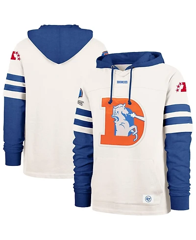 '47 Brand Men's Cream Denver Broncos Split Zone Cornerback Duo Lacer Hoodie