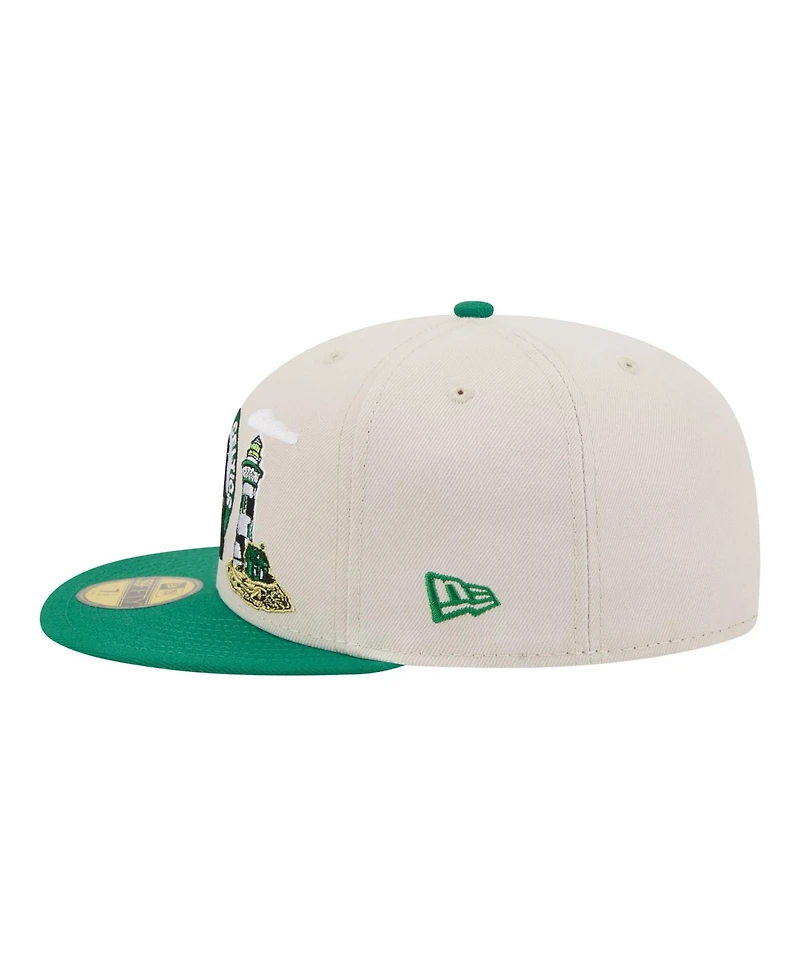 New Era Men's Tan/Kelly Green Boston Celtics Localized City Icon 59FIFTY Fitted Hat