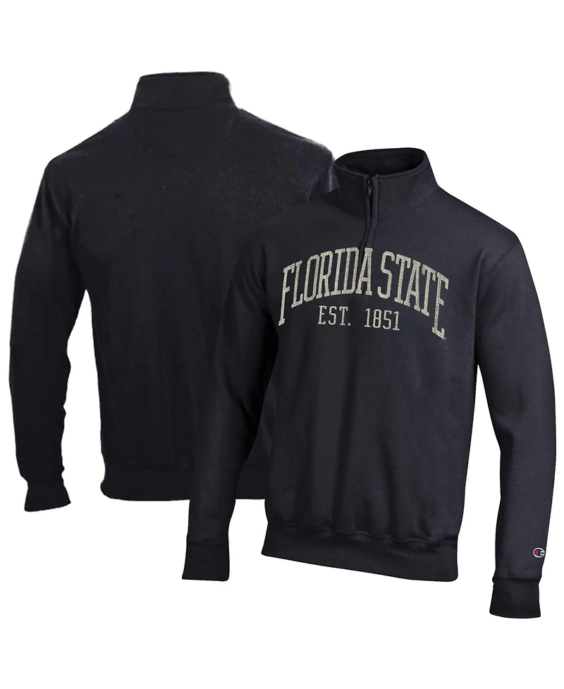 Champion Men's Black Florida State Seminoles Powerblend Quarter-Zip Pullover Sweatshirt