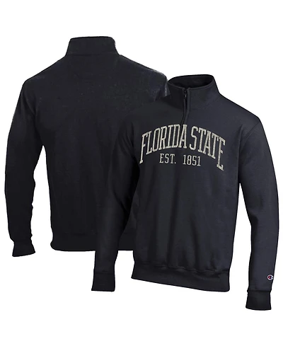 Champion Men's Black Florida State Seminoles Powerblend Quarter-Zip Pullover Sweatshirt