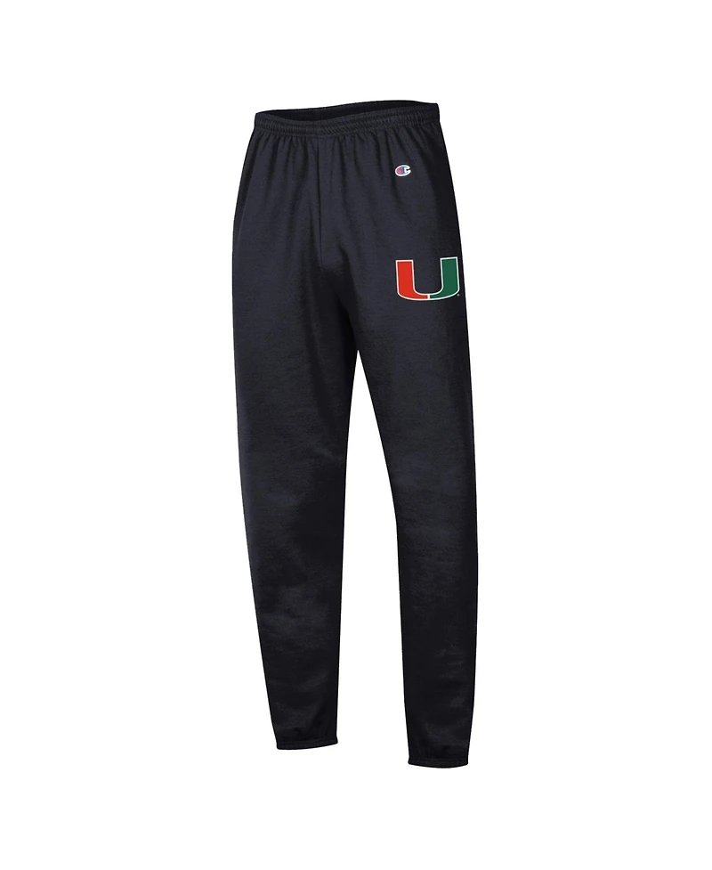Champion Men's Black Miami Hurricanes Powerblend Banded Fleece Sweatpants