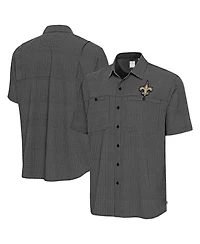 Antigua Men's Black New Orleans Saints Mosaic Button-Up Shirt