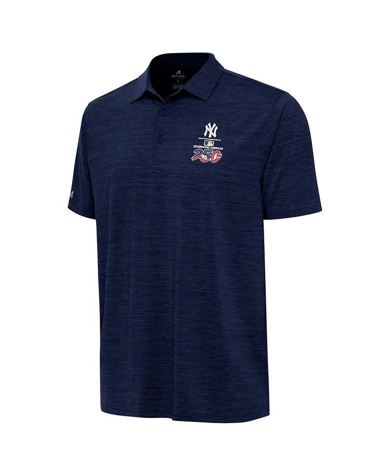 Antigua Men's Heather Navy New York Yankees Celebrating America's 250th Layout Polo Shirt