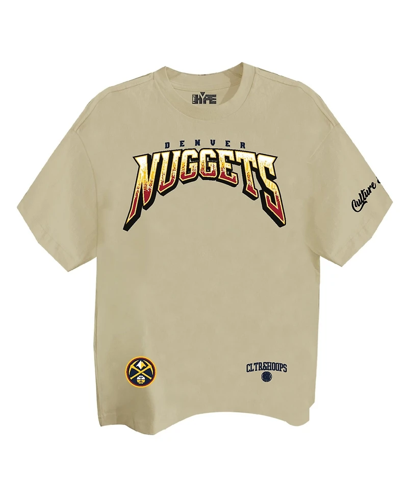 Two Hype Men's and Women's Cream Denver Nuggets Drip Dime Elevated Drop Shoulder T-Shirt