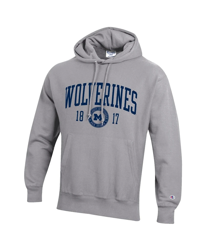 Champion Men's Heather Gray Michigan Wolverines Established Reverse Weave Hoodie