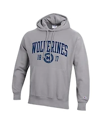 Champion Men's Heather Gray Michigan Wolverines Established Reverse Weave Hoodie