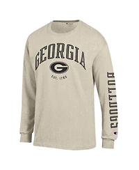 Champion Men's Heather Oatmeal Georgia Bulldogs Neutral Arch Long-Sleeve T-Shirt
