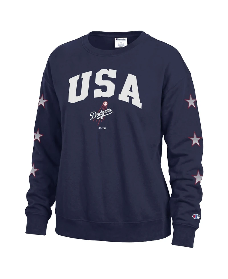 Champion Women's Los Angeles Dodgers Fleece Pullover Crewneck Sweatshirt
