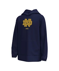 Under Armour Big Boys and Girls Navy Notre Dame Fighting Irish 2026 Shamrock Series Interlock Mesh Fleece Hoodie
