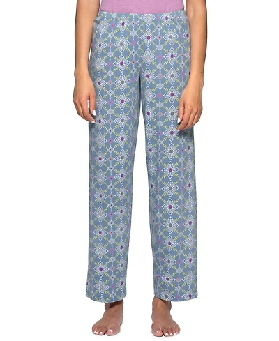 Hue Women's Got Me Stitches Cotton-Blend Relaxed-Fit Pajama Pants