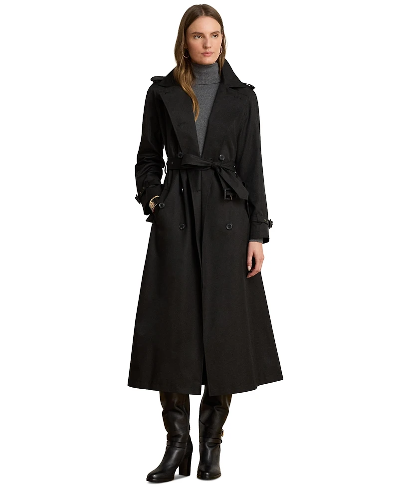 Lauren Ralph Women's Double-Breasted Maxi Trench Cotton-Blend Coat