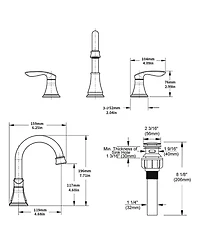 Thirtypeachy Two-Handle Widespread Bathroom Sink Faucet with 360degree(s) Swivel Spout, Ceramic Valve and Pop-Up Drain