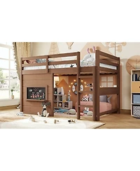 Streamdale Furniture Twin Size Loft Bed with Slide, Chalkboard, Bookshelf and Safety Rails