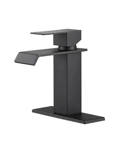 Thirtypeachy Single Handle Waterfall Bathroom Sink Faucet, Stainless Steel Hole Vanity Faucet with Pop-Up Drain