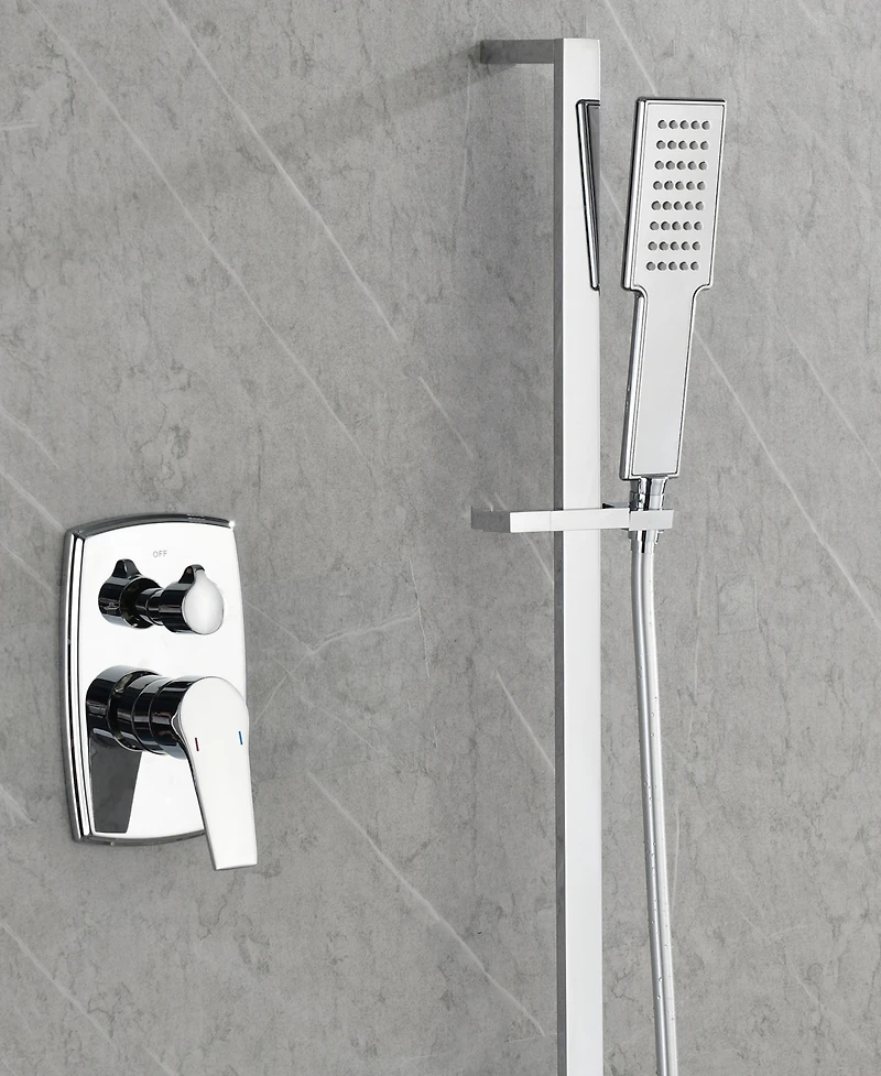 Thirtypeachy Wall-Mounted Shower System with Rain Shower Head, Hand Shower and Slide Bar, Self-Cleaning Nozzles