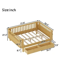 Streamdale Furniture Full Size Wood Platform Bed with Rails