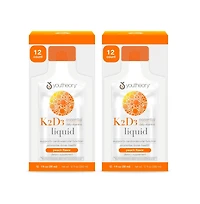 Youtheory K2 and D3 Daily Vitamin Supplement for Calcium Absorption, Liquid Peach Flavor, 12