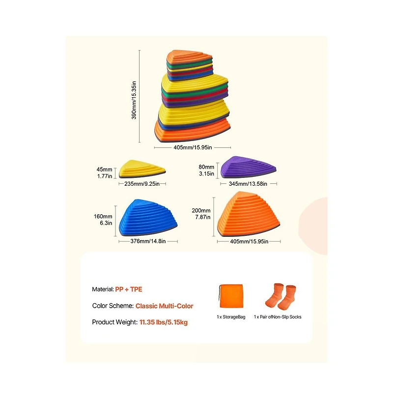 Slickblue Balance Stepping Stones Non-Slip Sensory Set, 220 lb. Capacity, Ages 3+