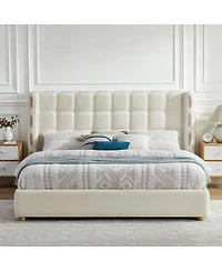 Streamdale Furniture King Size Waffle Wingback Gas Lift Storage Bed