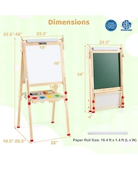 Sugift 3-in-1 Double-Sided Art Easel with Paper Roll