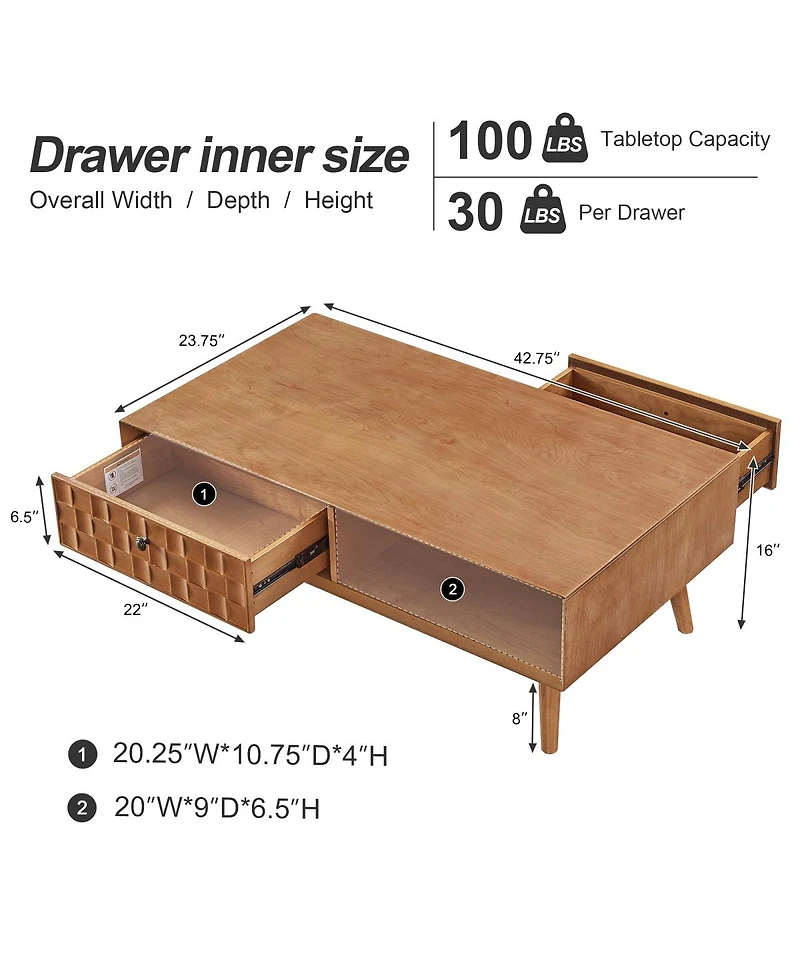 Streamdale Furniture Coffee Table with Storage for Living Room