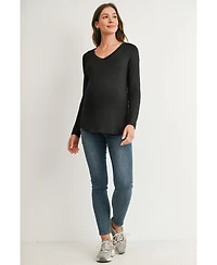 Hello Miz Maternity Long Sleeve V Neck Nursing Top