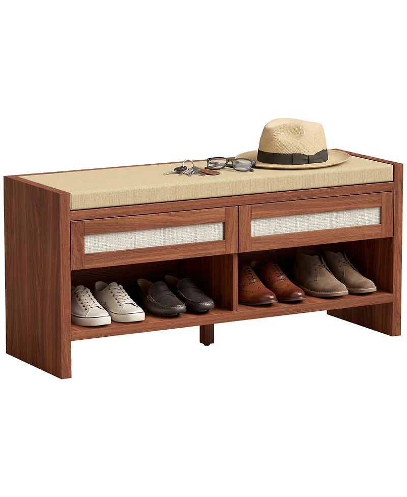Homcom Shoe Bench with Cushioned Seat 108 cm