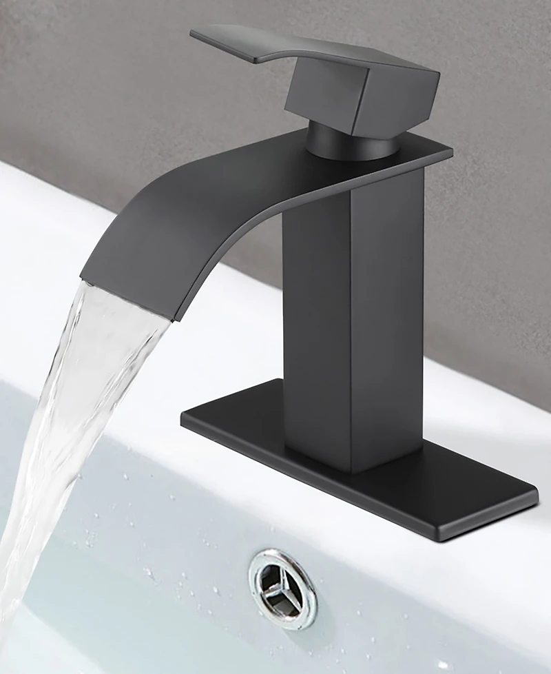 Thirtypeachy Single Handle Waterfall Bathroom Sink Faucet, Stainless Steel, Hole Modern Vanity Tap