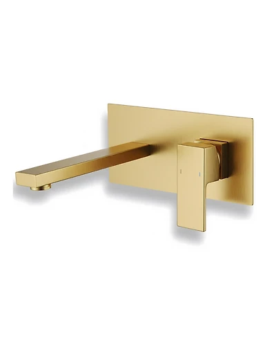 Thirtypeachy Wall Mount Bathroom Sink Faucet, Single Handle Brass Faucet with Aerated Spout and Rough-In Valve