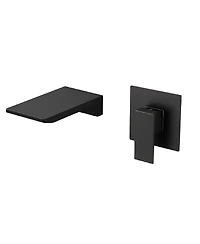 Thirtypeachy Single Handle Wall Mount Waterfall Bathroom Sink Faucet, Brass, Space-Saving Modern Design