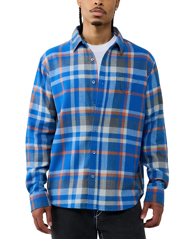 True Religion Men's Flannel Plaid Shirt